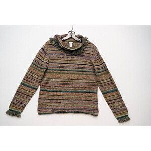 J. Jill M womens cotton wool striped cowl turtle neck sweater